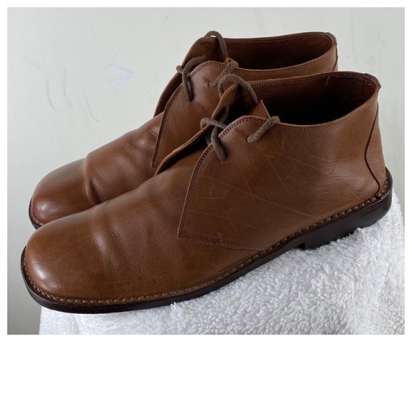 J. Crew Italy Mens Sz 12 Chukka Ankle Boots Leather Brown Lace Up - Picture 3 of 9